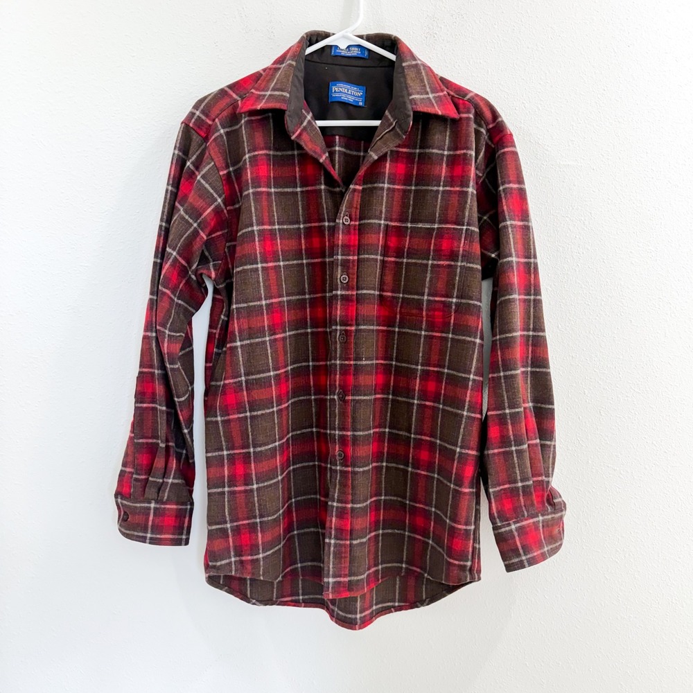Pendleton Mens Wool Lodge Plaid Preppy Old Money Red Button Down Shirt M